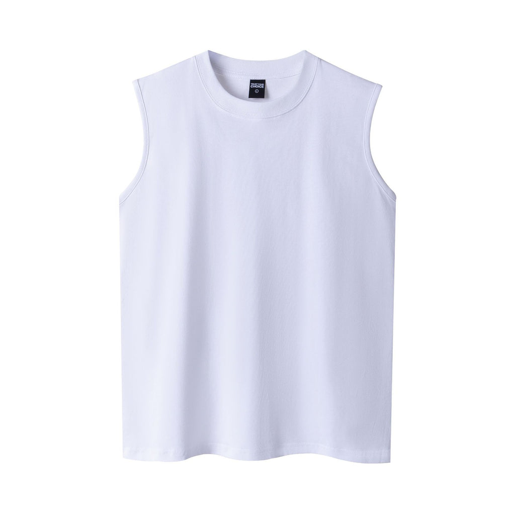 260g Double Yarn Cotton Tank Top for Streetwear Men's Tank Top Unbranded White L