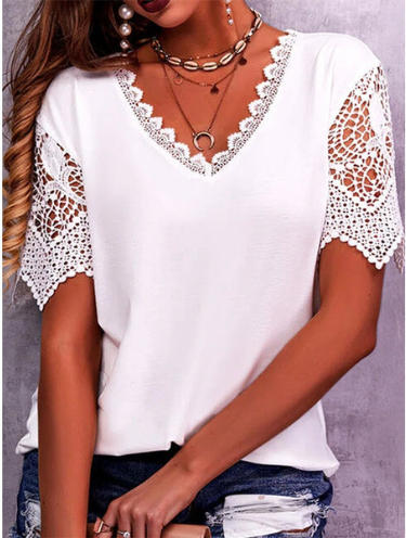 Women's Loose V Neck Short Sleeve Tops Women's Tops & T-shirt Unbranded