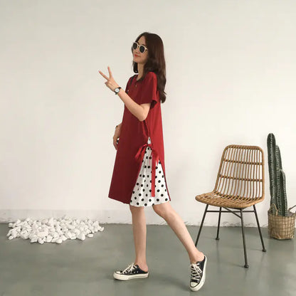 Women's Polka Dot Chiffon Dress With Side Ties