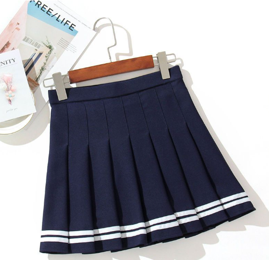 Women's Pleated Navy Sailor Mini Skirt