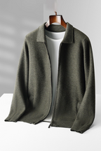 Men's Wool Knit Cardigan ILLUSION CO Olive Green M