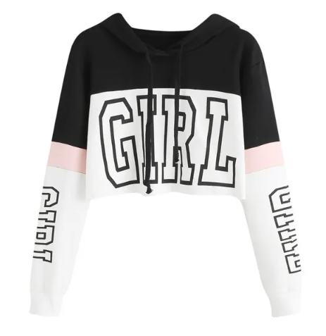 Women's Patchwork Crop Hoodie Women's Hoodie Unbranded
