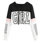 Women's Patchwork Crop Hoodie Women's Hoodie Unbranded