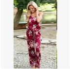Women's Floral Jumpsuit, Loose Fit Long Pants, Strap Jumpsuit