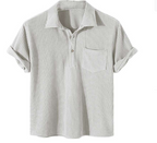 Men's Color Block Waffle Button Polo Shirt Men's Polo Unbranded White S