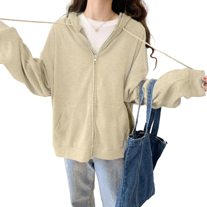 Women's Thermal Cardigan Zip Pullover Sweater
