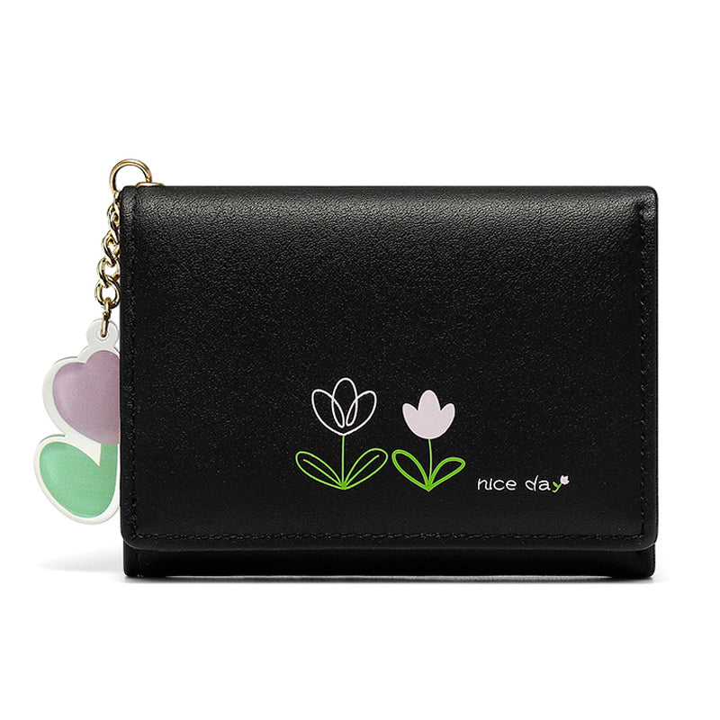 Cute Cartoon Student Folding PU Wallet