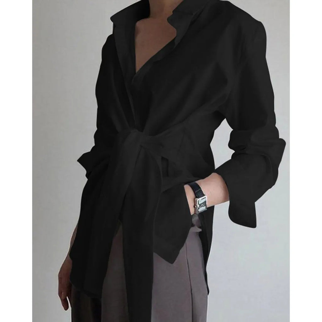 Women's Loose Tie Long Sleeve Casual Shirt
