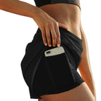 Womens High Waist Double Layer Running Shorts