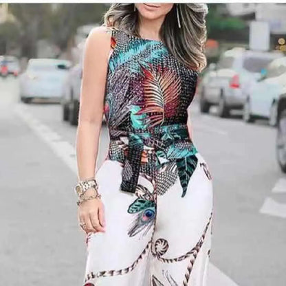 Women's Retro Printed Jumpsuit