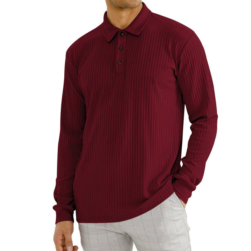 Men's Casual Polo Shirt with Vertical Stripes