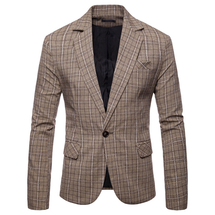 Men's Stylish Casual Plaid Suit Jacket