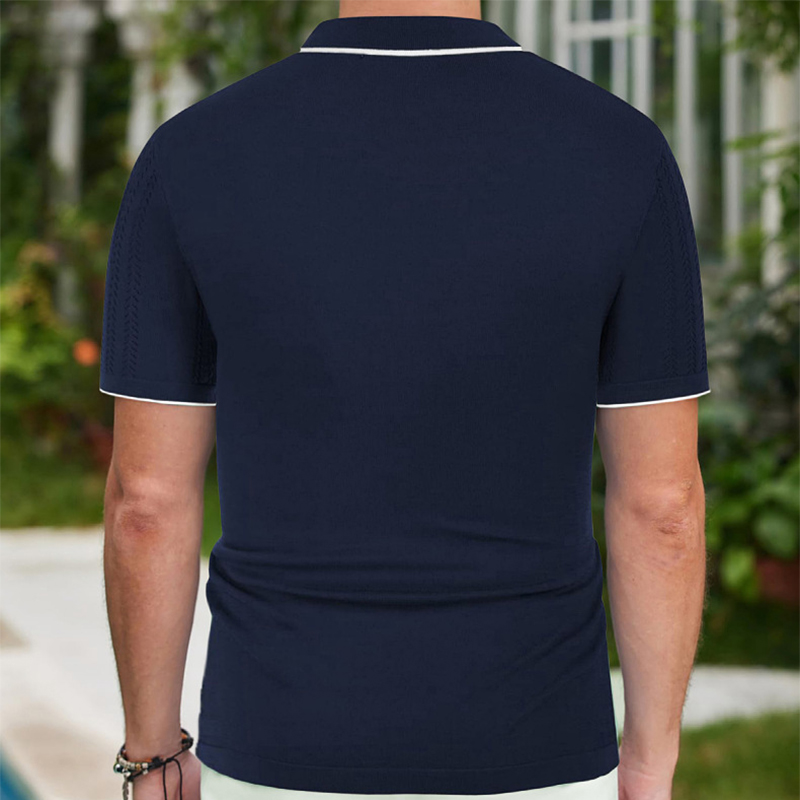 Men's Summer Polo Shirt Button Lapel Top