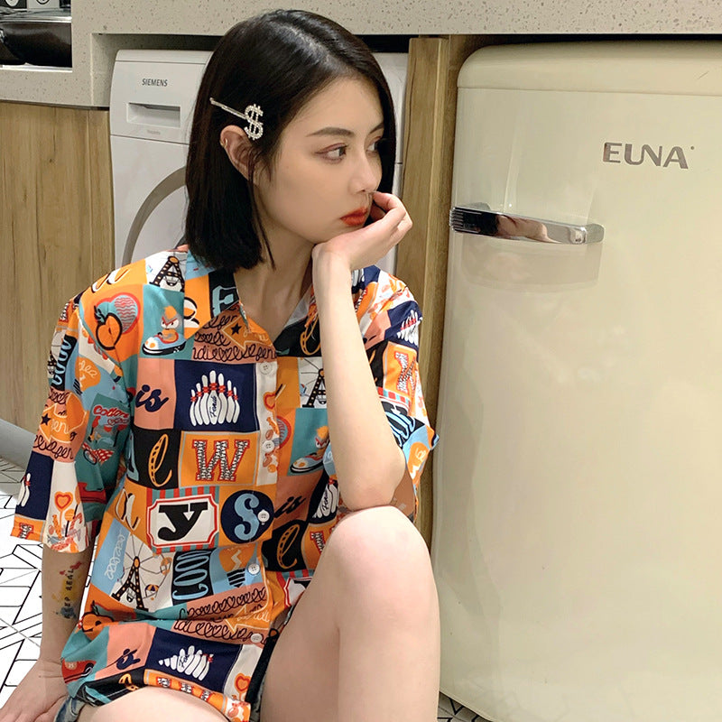 Women's Printed Collared Shirt