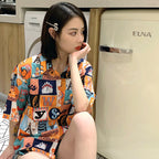 Women's Printed Collared Shirt