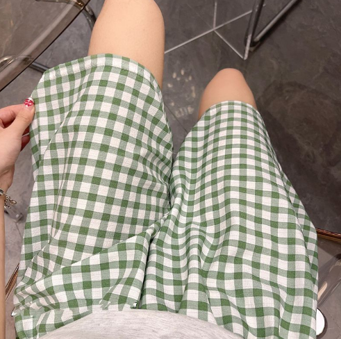 Women's High Waist Plaid Bodycon A Line Mini Skirt