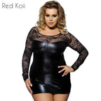 Women's Lace Trimmed Faux Leather Sexy Lingerie Women's Lingerie Unbranded 4XL