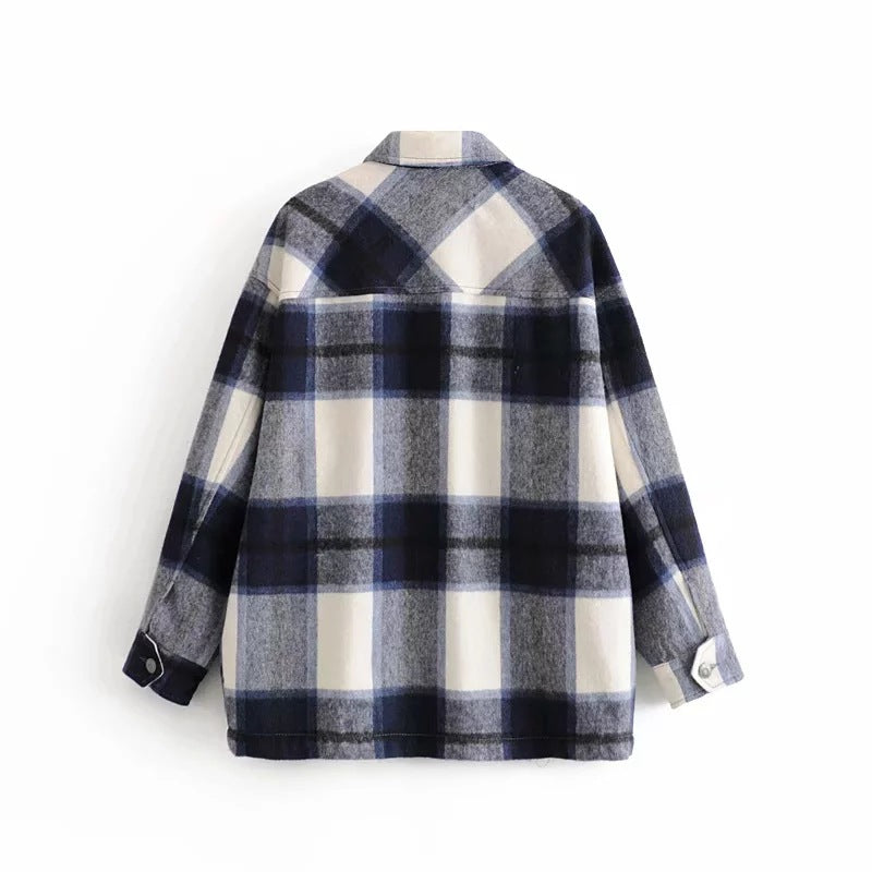 Women's Checkered Shirt & Blended Coat