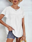 Women's Solid Color Lace Babydoll Short Sleeve Tops