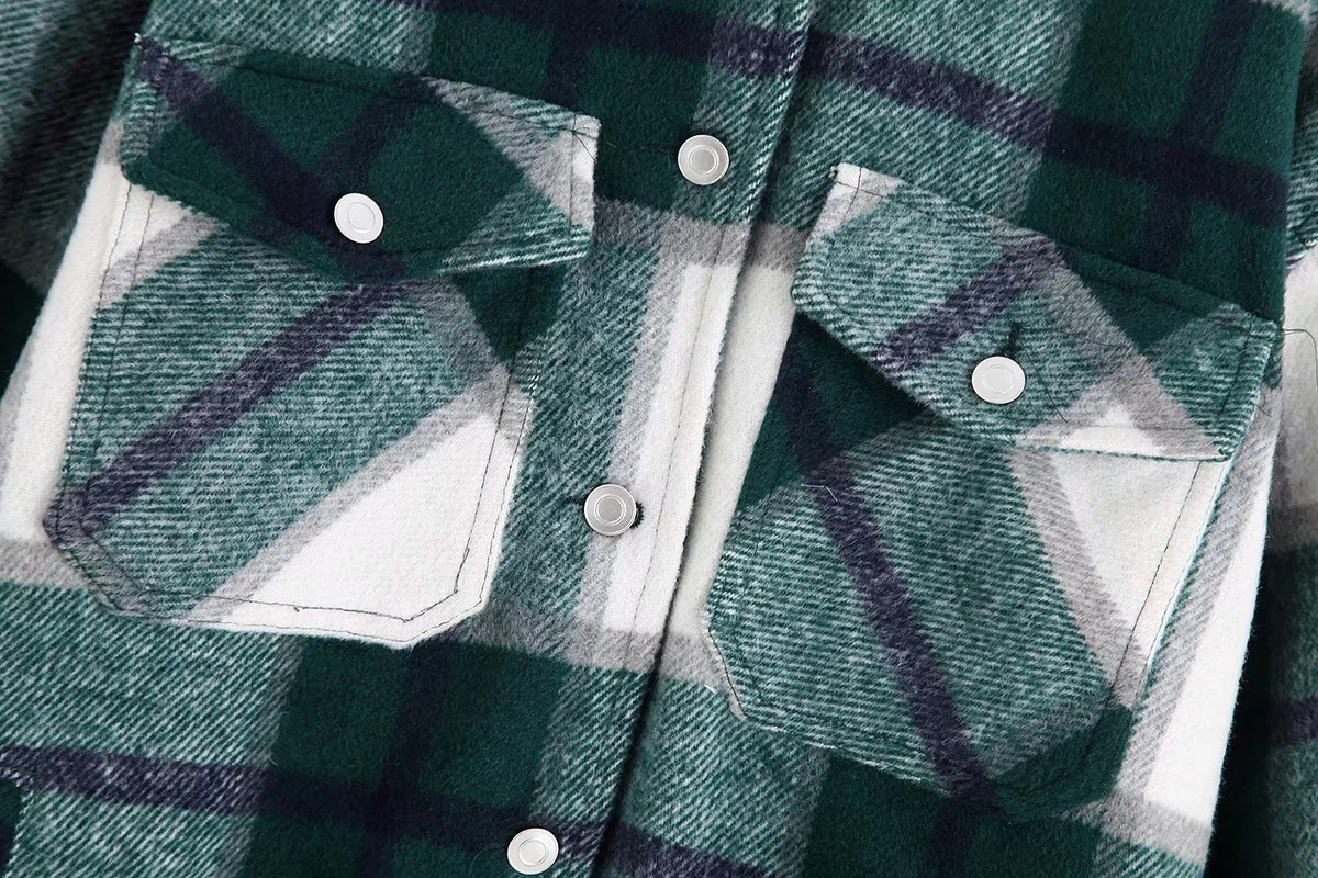 Women's Checkered Shirt & Blended Coat
