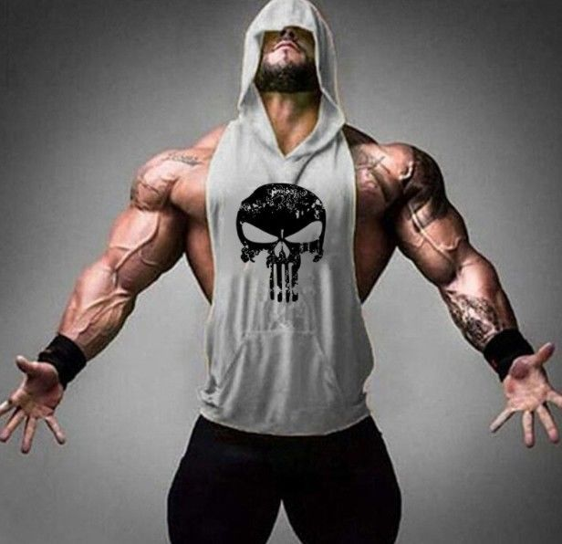 Hooded Skull Bodybuilding Tank Top Men's Tank Top Unbranded