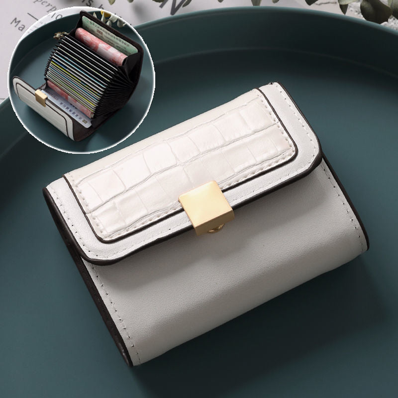 Simple Women's Small Fashion Card Bag with Buckle Wallet