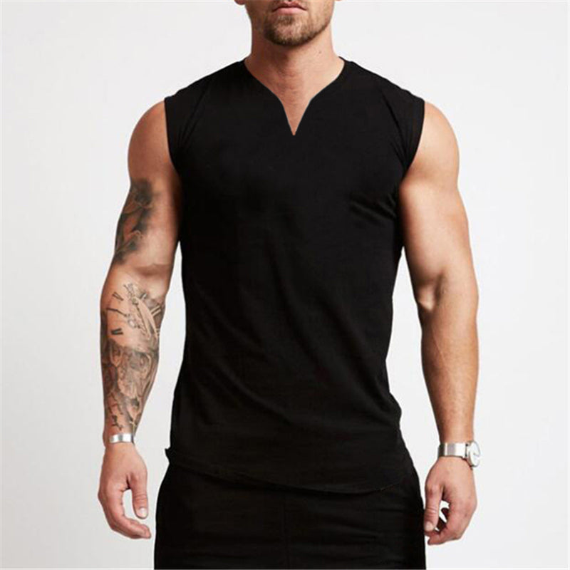 Men's Smooth Solid Summer V Neck Sports Tank Top