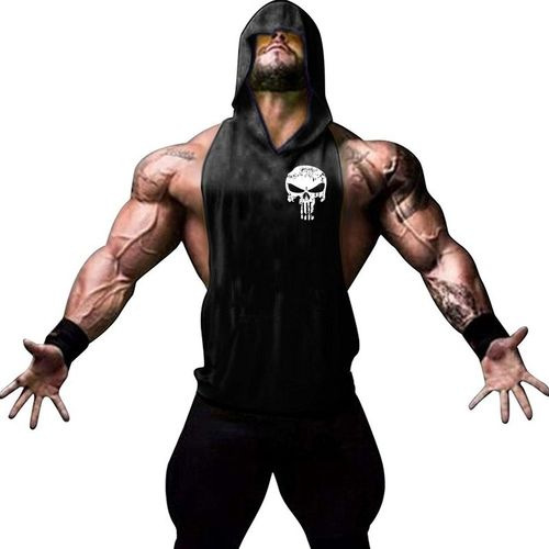 Hooded Skull Bodybuilding Tank Top Men's Tank Top Unbranded