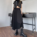 Asymmetric High Waist Zip Split Skirt for Women