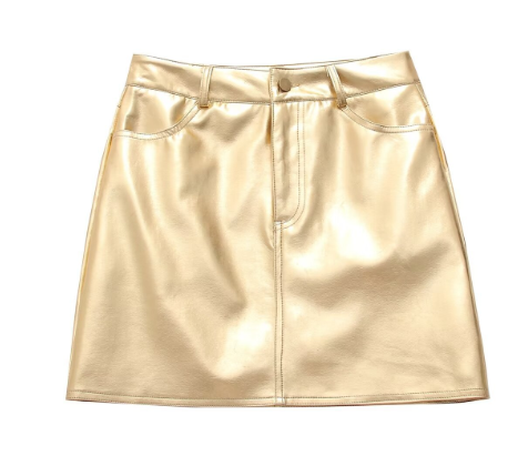 Women's Metallic Color A-Line Mini Skirt