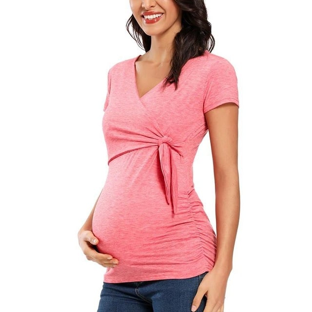 Women's Long Sleeve V Neck Maternity Blouse