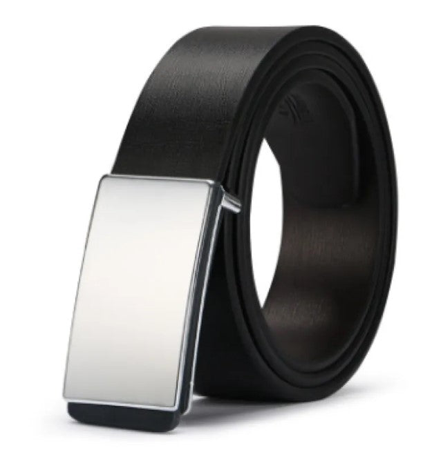 Men's Leather Plate Buckle Belt
