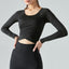 Women's Long Sleeve Cross Pleated Yoga Tops
