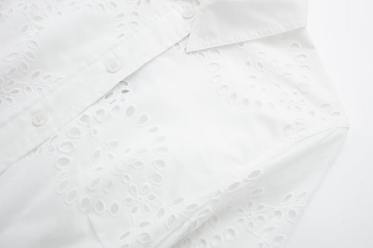 Women's Embroidered White Shirt Skirt Women's Dresses Unbranded
