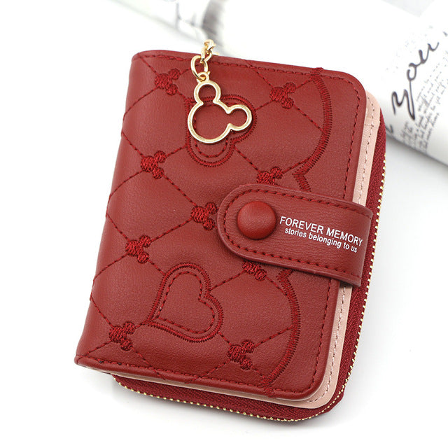 Luxury Mini Coin Wallet for Women - Red & Black Leather