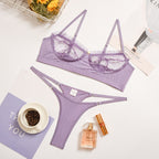 Women's Lace Trim Lingerie With Straps Women's Lingerie Unbranded Light Purple S
