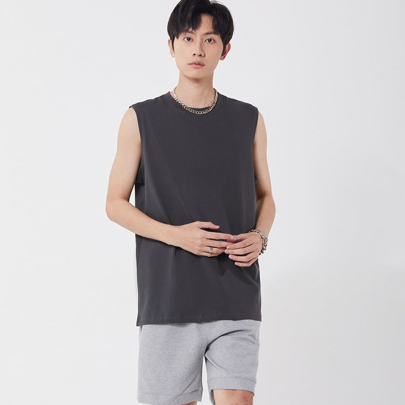 260g Double Yarn Cotton Tank Top for Streetwear Men's Tank Top Unbranded