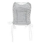 Women's Hollow Sexy Strapless Crop Top Women's Tops & T-shirt Unbranded Grey S