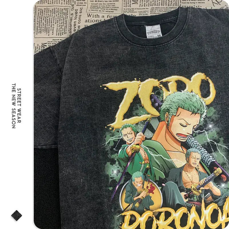 Anime One Piece Washed Oversized Tshirt