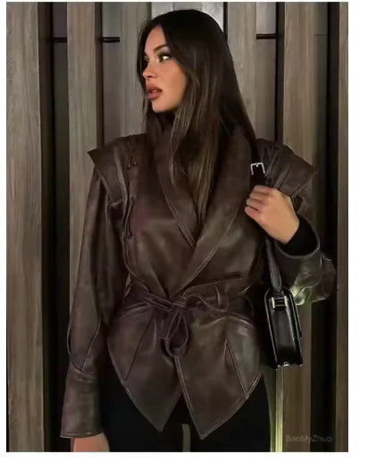 Women’s Faux Leather Motorcycle Coat Main image
