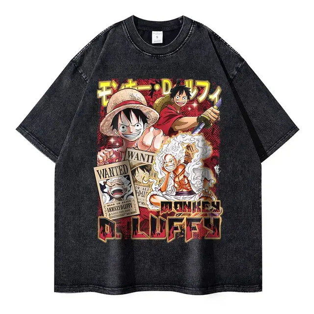 Anime One Piece Washed Oversized Tshirt