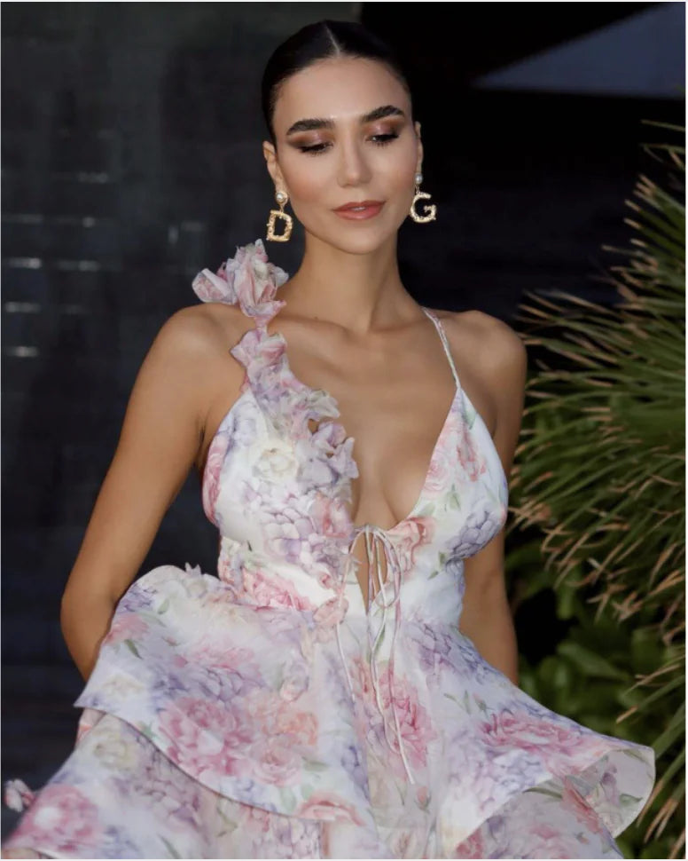 Women's Floral Halter Jumpsuit Dress
