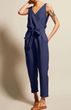 Women's V Neck Sleeveless Jumpsuit