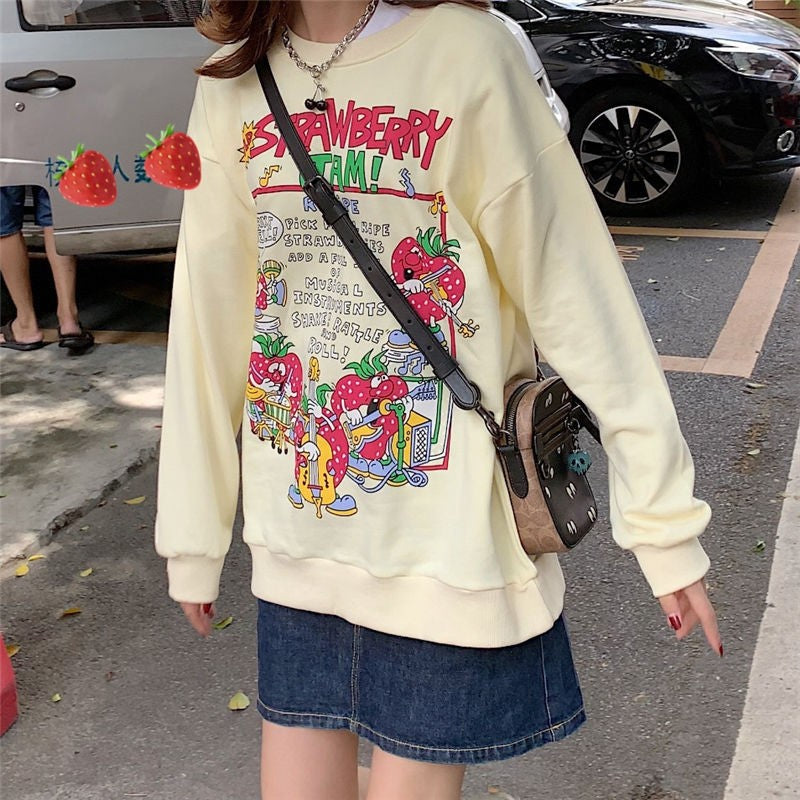 Women's Cute Retro Street Tops Women's Sweatshirt Unbranded Khaki 2XL