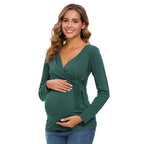 Women's Long Sleeve V Neck Maternity Blouse