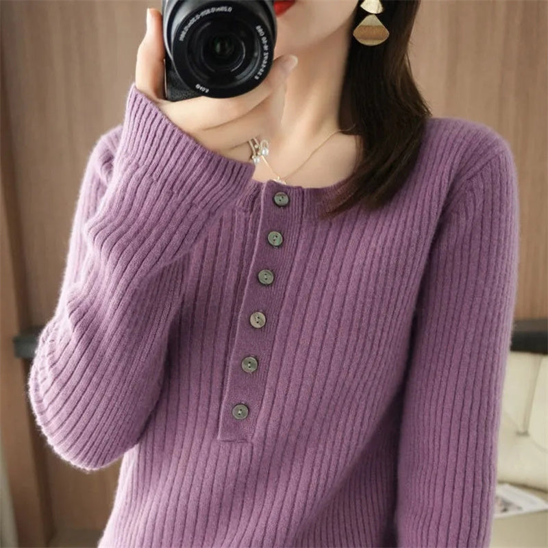 Women's O Neck Warm Sweater ILLUSION CO