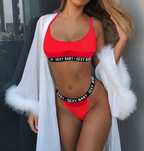 Women's Lace Letter Lingerie Set Women's Lingerie Unbranded Red S