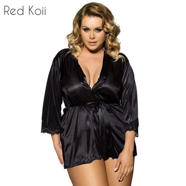Women's Plus Size Lingerie With Japanese Kimono Design Women's Lingerie Unbranded Black M