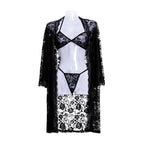 Women's Lace Lingerie Plus Size 3 Piece Set Women's Lingerie Unbranded Black M