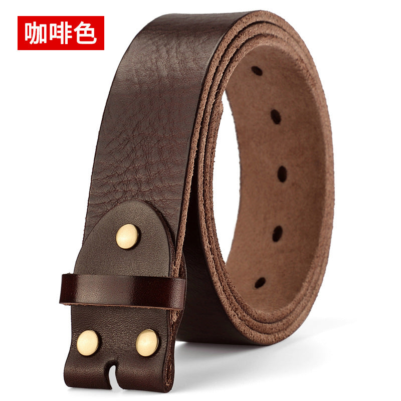 Men's Genuine Leather Belt with 3.8cm Width ILLUSION CO Coffee / 105cm